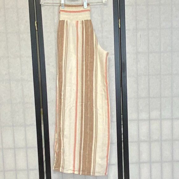 Vanilla Star Linen Gauze Flyaway Palazzo Pants M Wide Waist Split Sides Striped - Picture 6 of 13